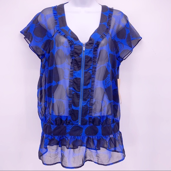 Dkny Tops - NEW DKNY Sheer Floral Blouse Size Medium